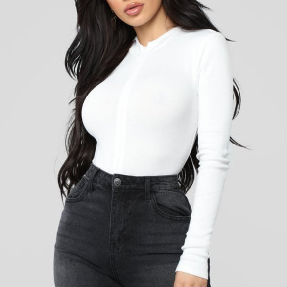 Fashion Nova Grind Time Beyond Long Sleeve Bodysuit - White - Picture 3 of 8